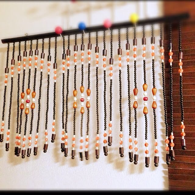 レトロポップ 珠のれん オレンジS箱付き 昭和レトロ ビーズのれん