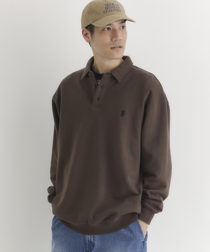 スウェットポロ襟トレーナー(WEB限定価格 2/16まで)(M ネイビー