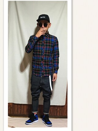 PHENOMENON フェノメノン 赤黒チェック サルエルパンツ PHENOMENON