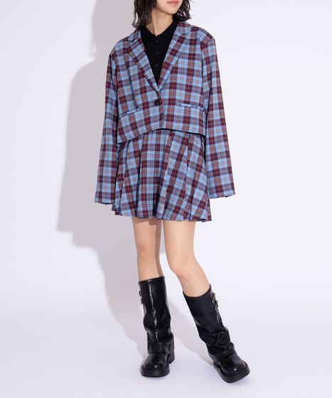 ボックスプリーツチェックミニスカート[商品：PN25AWR-026] - PUNYUS