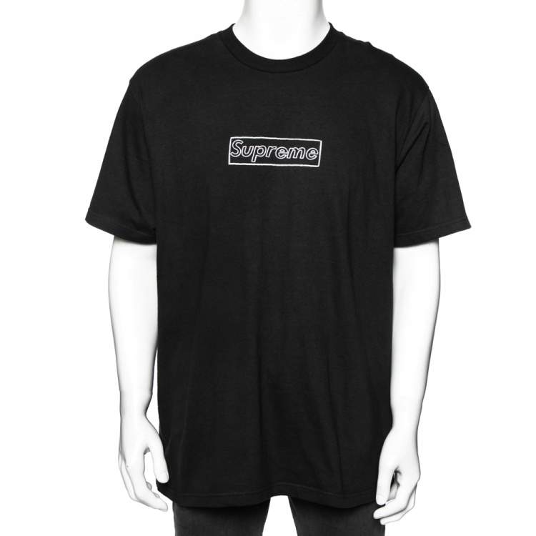 Supreme Black Cotton Logo Printed Crew Neck T-Shirt L Supreme | TLC US