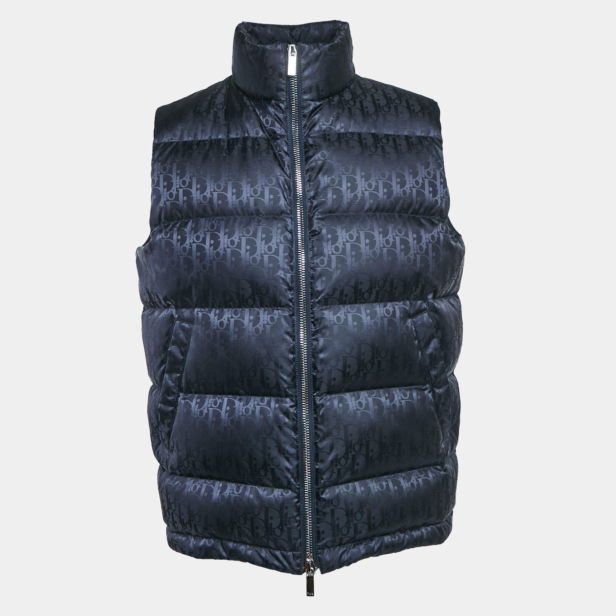 Dior Homme Oblique Monogram Nylon Zip-Up Puffer Vest M Dior Homme