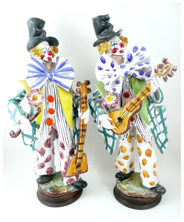 PAIR of Rare 1950s 60s Perconte Sciacca Italy Handmade Ceramic