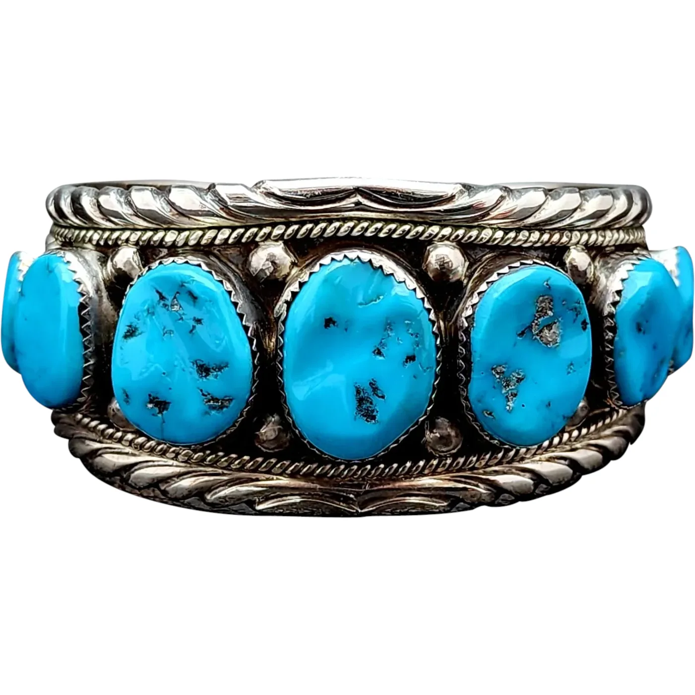 Native American Navajo Henry ROANHORSE Gem Morenci Turquoise