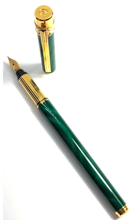 Must De Cartier Malachite Chinese Lacquer Fountain Pen - 18K