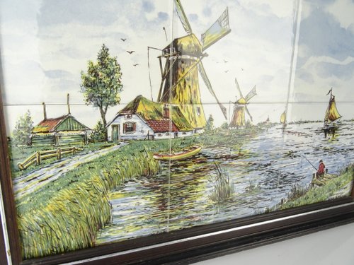 ヴィンテージ オランダ デルフト ブルー タイル タブロー