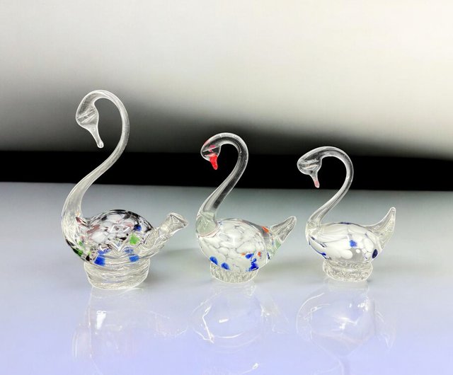 イタリア ムラーノ - オリジナル ムラーノ ガラスの白鳥 3 個セット