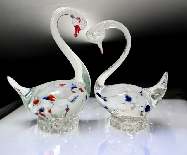 Salviati｜murano/ムラーノ｜ガラスオブジェクト｜白黒｜鳥｜ Salviati