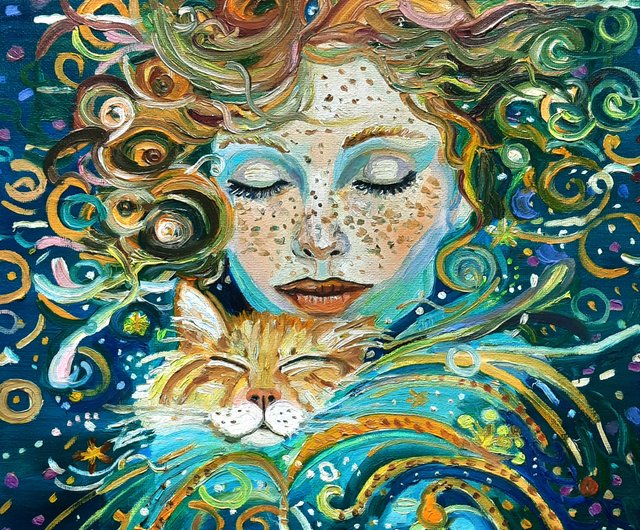 キャンバス油絵 よっこ 何かを見ている猫 キャンバス油絵 よっこ様専用