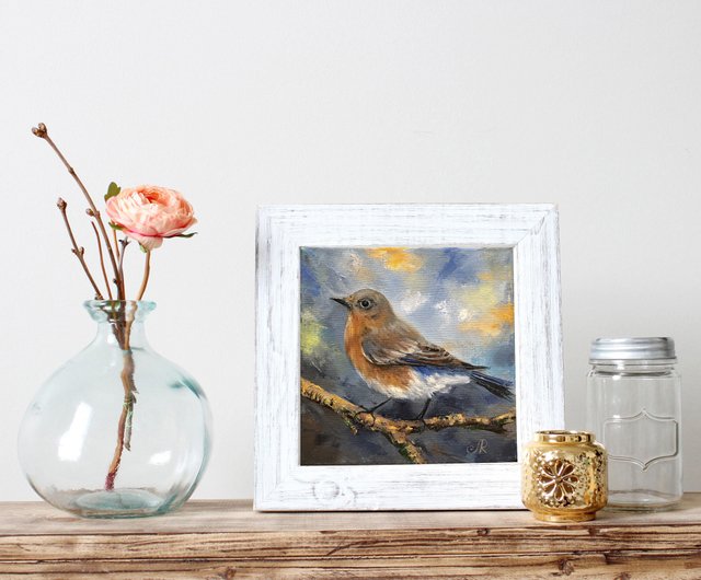 油絵 専用 きれいな鳥のお父さんと子ども 油絵 専用 きれいな鳥の