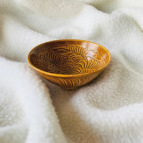 蓬瀛 耀州窯 団菊茶碗 天目茶碗 茶道具 宋時代 北宋時代 古美術品