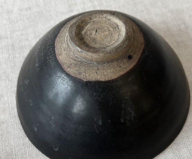 宋代吉州窯黑釉木葉紋盞 古玩茶碗 直徑15cm T2417