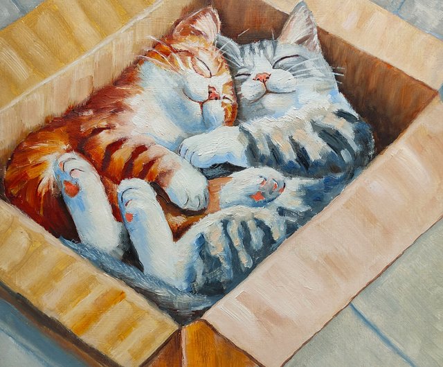 原画「三匹の猫とガトーショコラ」ザッハトルテ/ケーキ/猫/イラスト