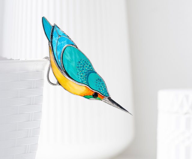 ステンドグラス 青い鳥とブドウのサンキャッチャー