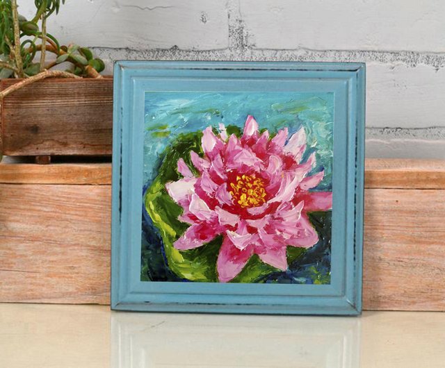 キャンバス油絵 専用 カラフルなお花をたくさん入れた花瓶 happy