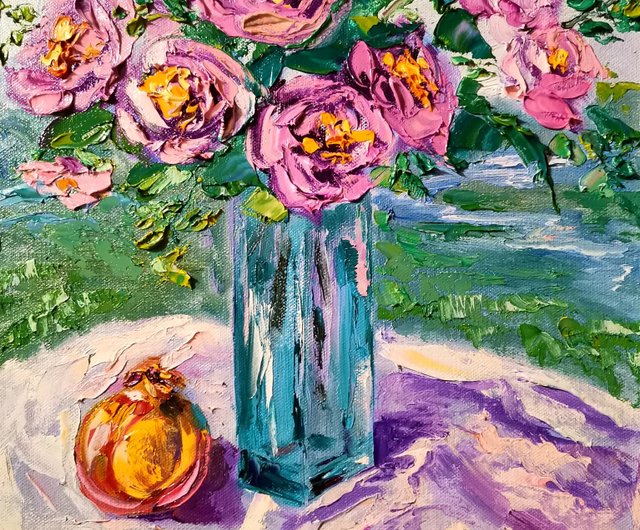 絵画 油彩画 キャンバス 額縁 薔薇 ロウソク 原画 絵画 油彩画