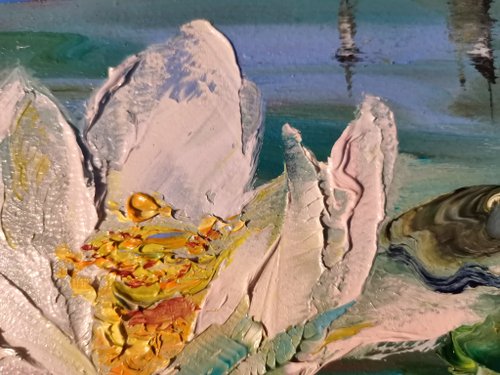 油絵 専用 おだやかな睡蓮の池 油絵 専用 おだやかな睡蓮の池 油絵