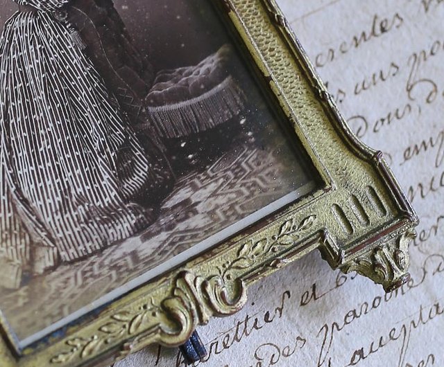 フランス 蚤の市 額 イラスト入り ブロカント ヴィンテージフレーム