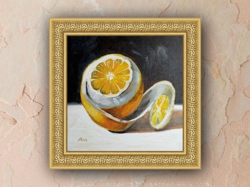 絵画 インテリア 油絵 uF6-063304 静物（レモンと器） 絵画 インテリア