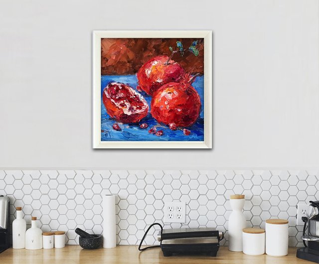 ロシア ザクロの油絵フルーツオリジナルアート静物キャンバス掛け絵