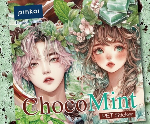 L】Pinkoi限定♡チョコミント♡ボーイ＆ガールステッカー10枚♡nene様