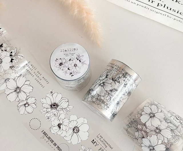 ホワイトフラワーPETテープ - ショップ ggaggong マスキングテープ