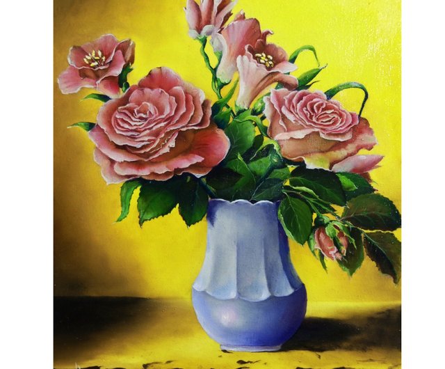 油彩画 花瓶の花 花瓶の花たちシリーズ the flowers in the vase 油彩