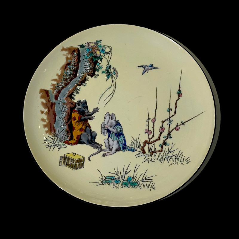 jules vieillard bordeaux 花鳥絵皿 C jules vieillard bordeaux 花鳥