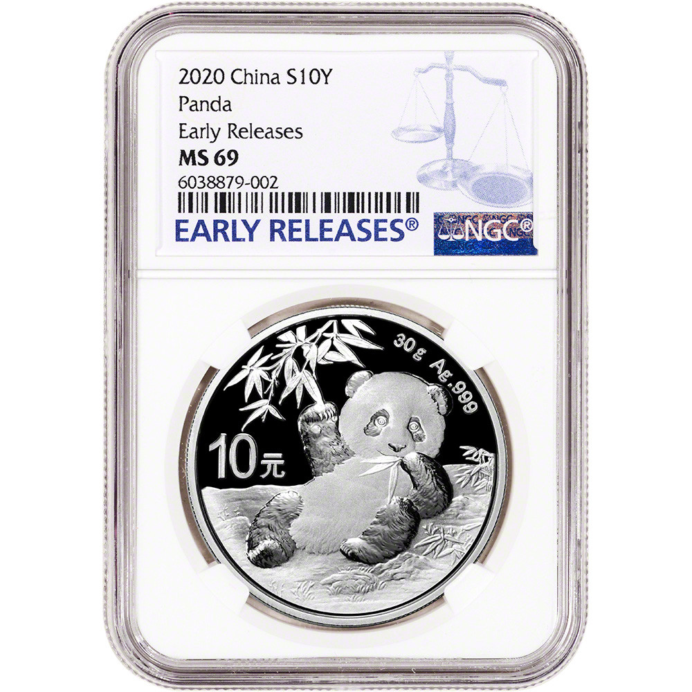 2020 China Silver Panda 30 g 10 Yuan - NGC MS69 Early Releases [20