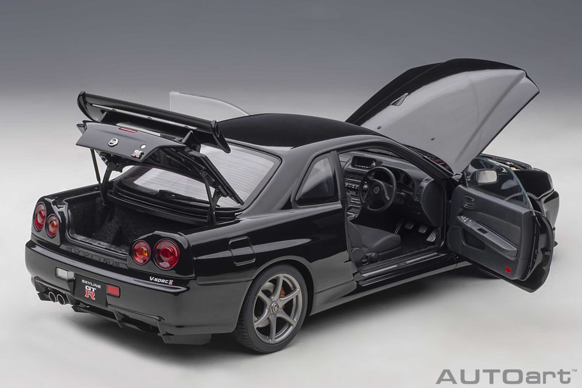 1/18 AUTOart Nissan Skyline GT-R GTR R34 V-Spec II (Black Pearl