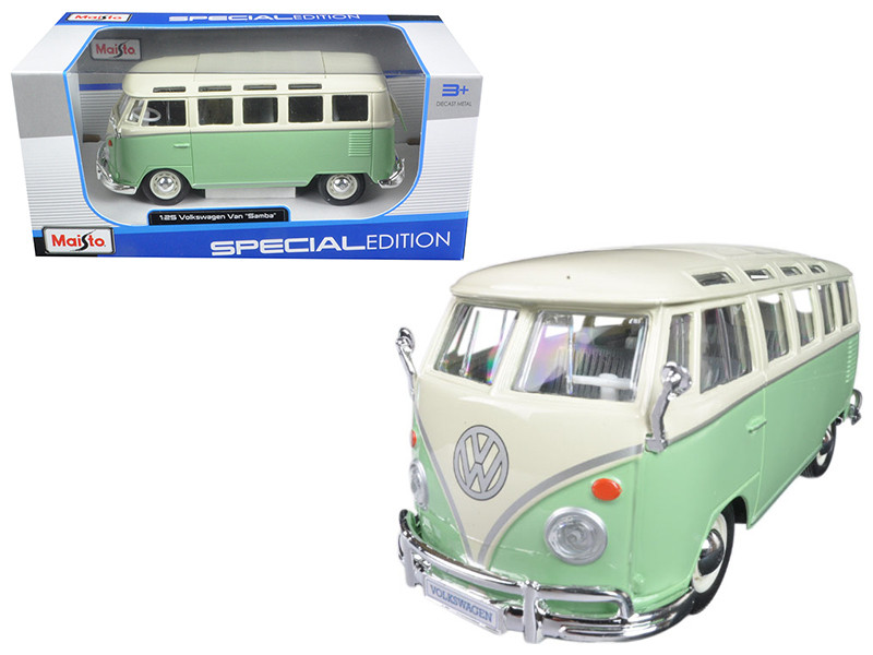 Volkswagen Van Samba Bus Green 1/25 Diecast Model Car by Maisto