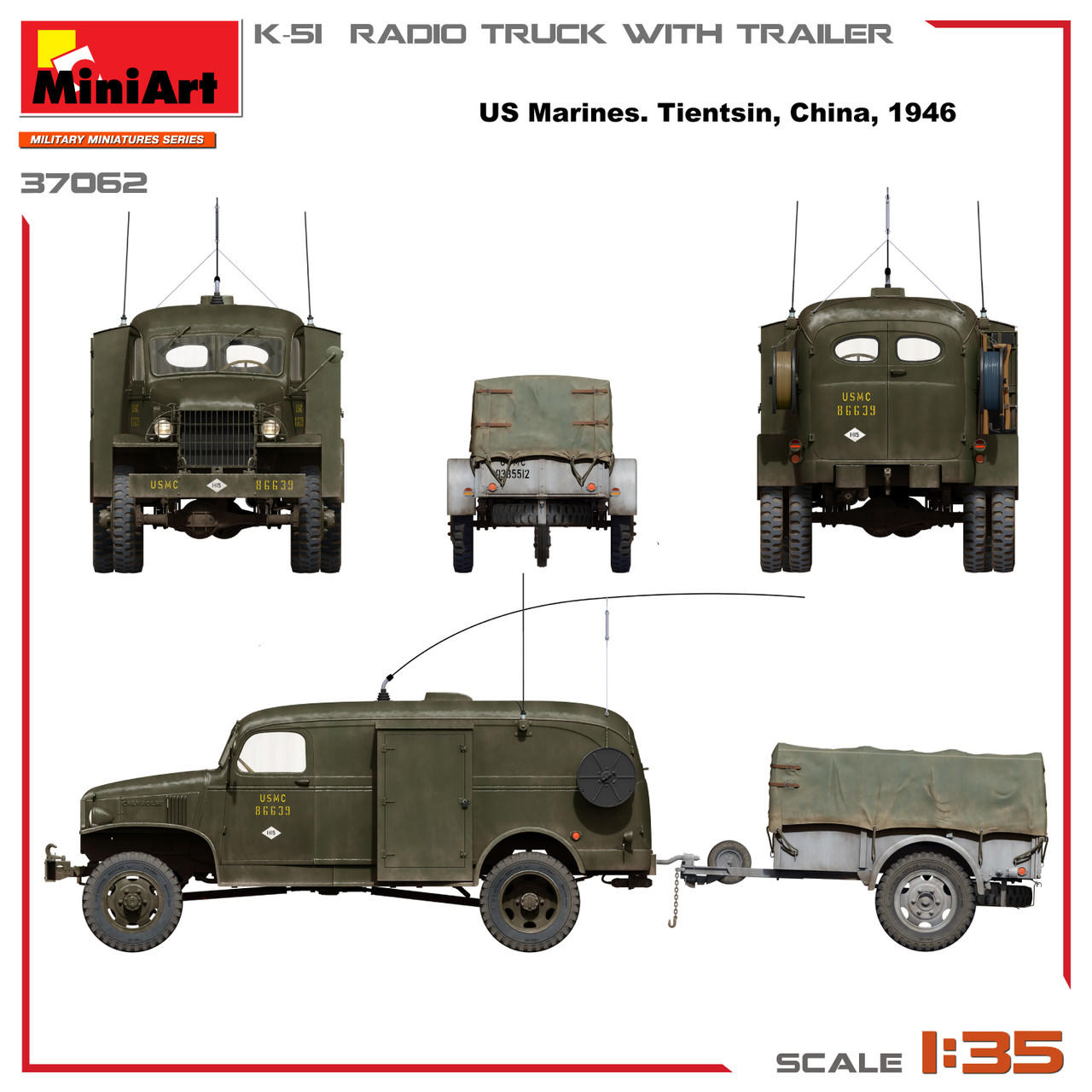 1/35 Miniart K-51 Radio Truck With Trailer Plastic Model Kit