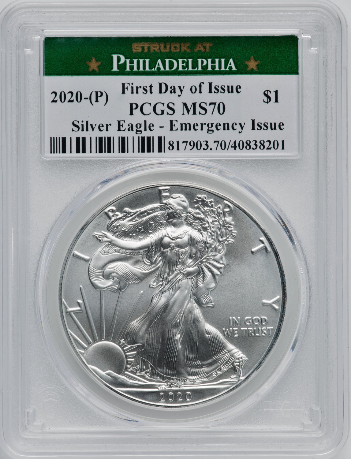 2020-(P) S$1 Silver Eagle Emergency Issue Struck at Philadelphia