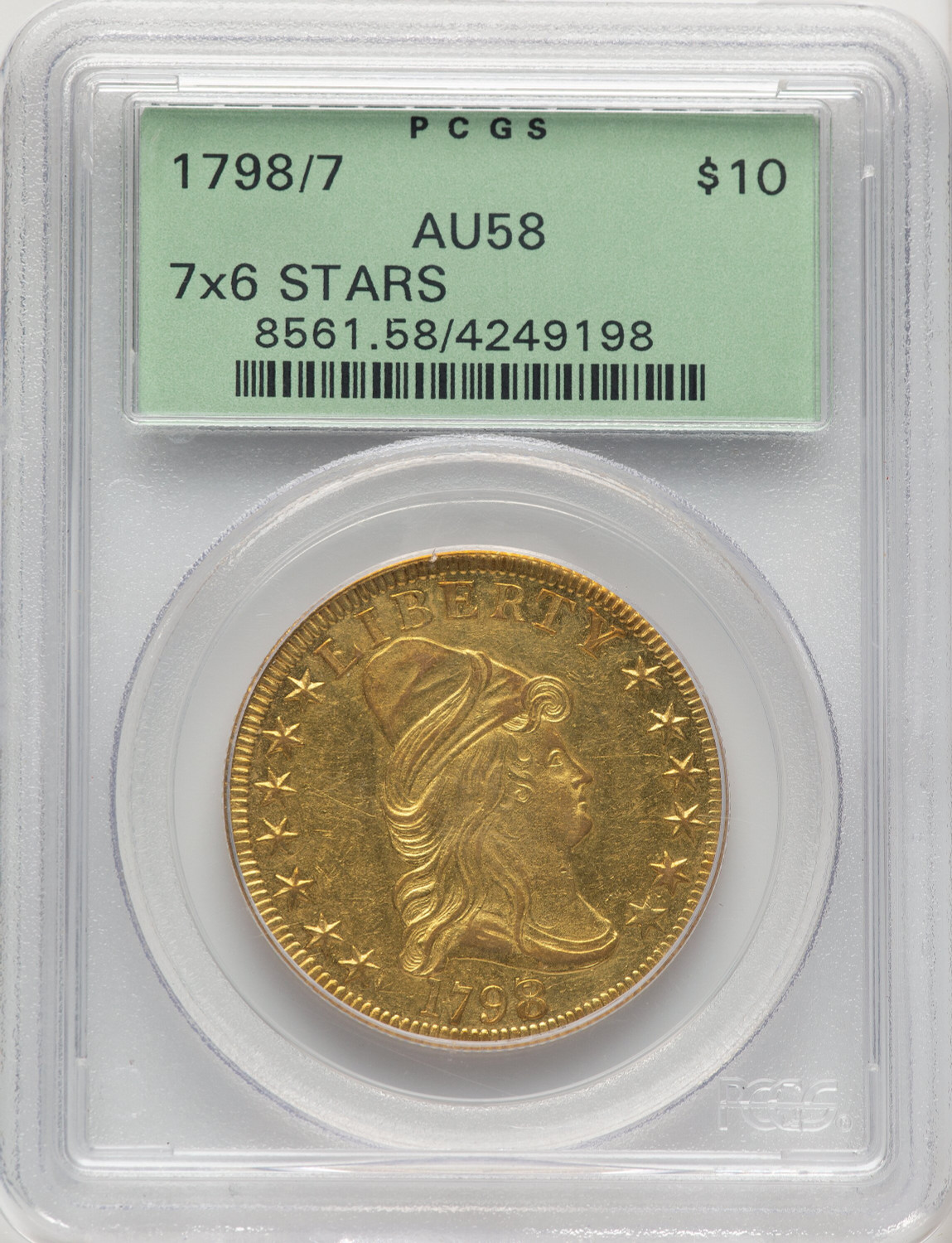 1798/7 $10 7x6 STARS Early Eagle PCGS AU58 - LCR Coin