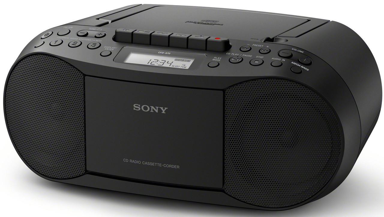 Sony CFD-S70 CD/MP3 Cassette Boombox Home Audio Radio, Black, with AUX