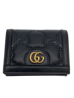 GUCCI(グッチ) / 2つ折り財布/レザー/BLK/レディース/バンブー/がま口