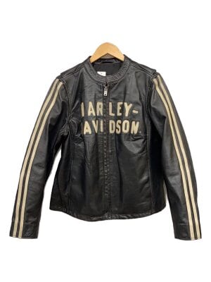 HARLEY DAVIDSON / シングルライダースジャケット/XL/レザー/BLK/無地