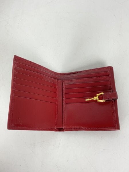 GUCCI◇2つ折り財布/レザー/RED/メンズ ダブルG 二つ折りウォレット