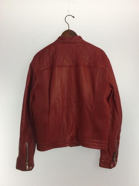 PRADA レッドレザーシングルライダースジャケット
