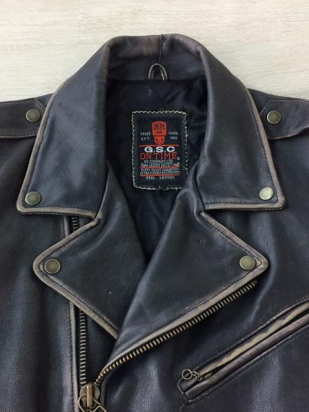 G.S.C ON TIMEレザージャケットLライダースブラウン