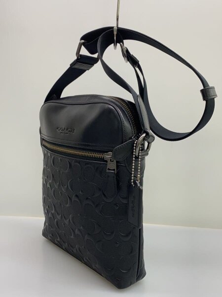 1円 美品 コーチ F73338 シグネチャー レザー ブラック ショルダー