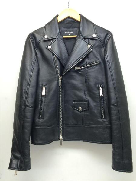 ディースクエアードレザーライダース48黒