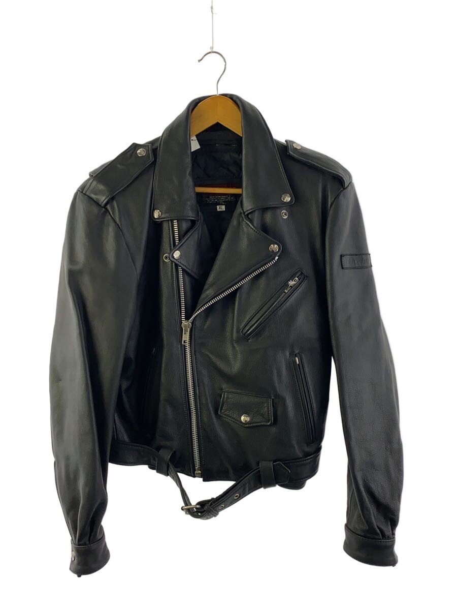 Schott / シングルライダースジャケット/--/レザー/BLK/USパッチ付き