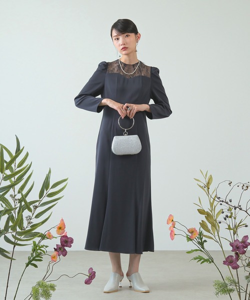 KANA | レース 切り替え ビスチェ風 シンプル 長袖 ワンピース