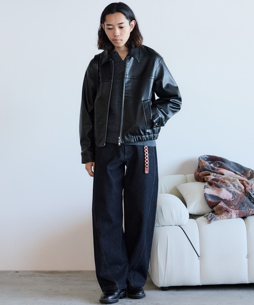 WYM LIDNM | ARTIFICIAL GRAIN / FAUX SUEDE ZIP BLOUSON - Buyee, an