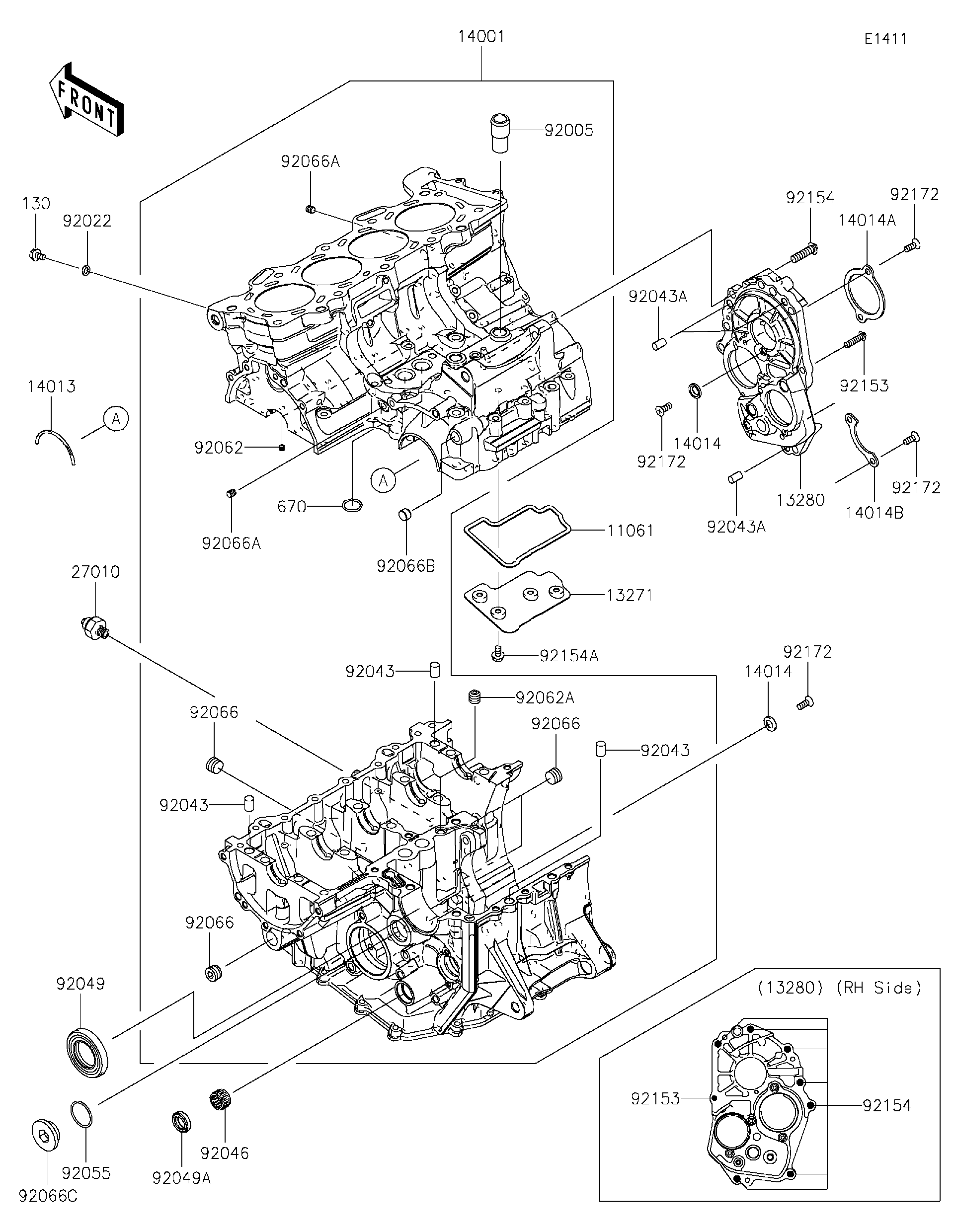 2022 Kawasaki Ninja ZX-6R (ZX600RNFNN) Crankcase Motorcycles Parts