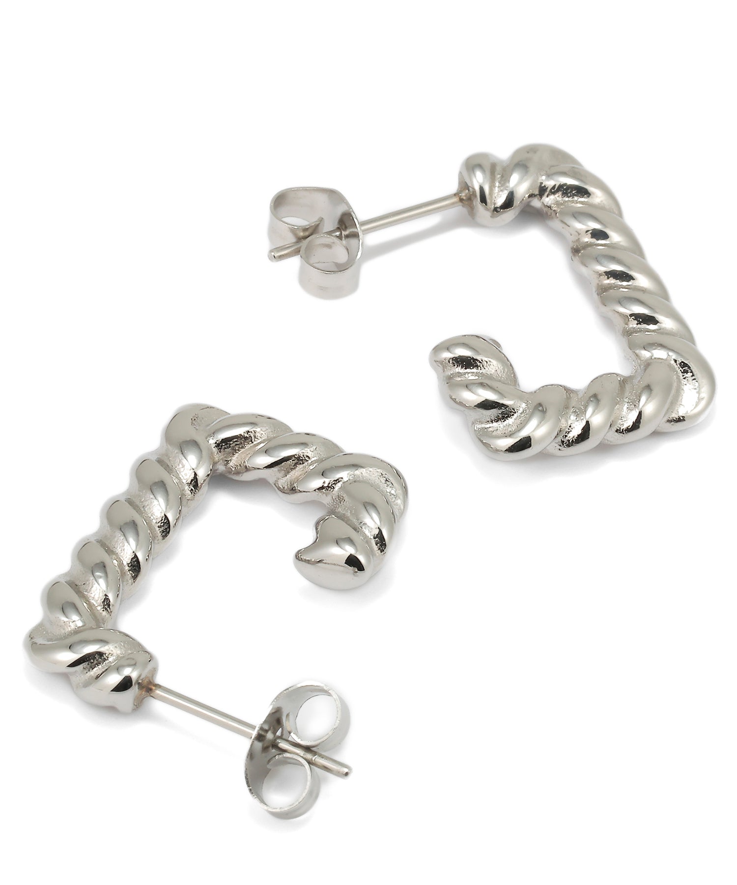 シルバー]ツイストスクエアピアス