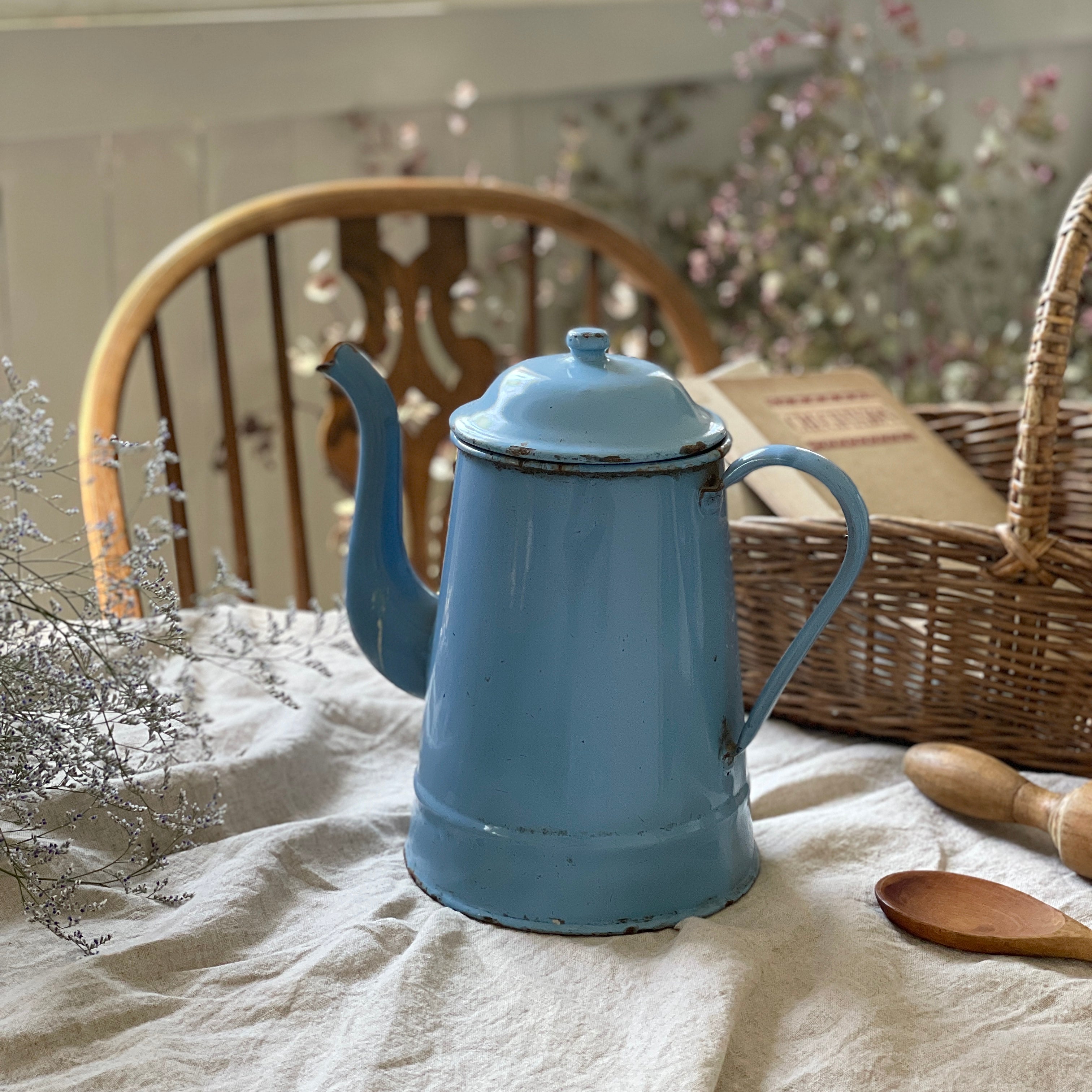 希少 フランス アンティーク ホーロー ファウンテン 花柄 希少