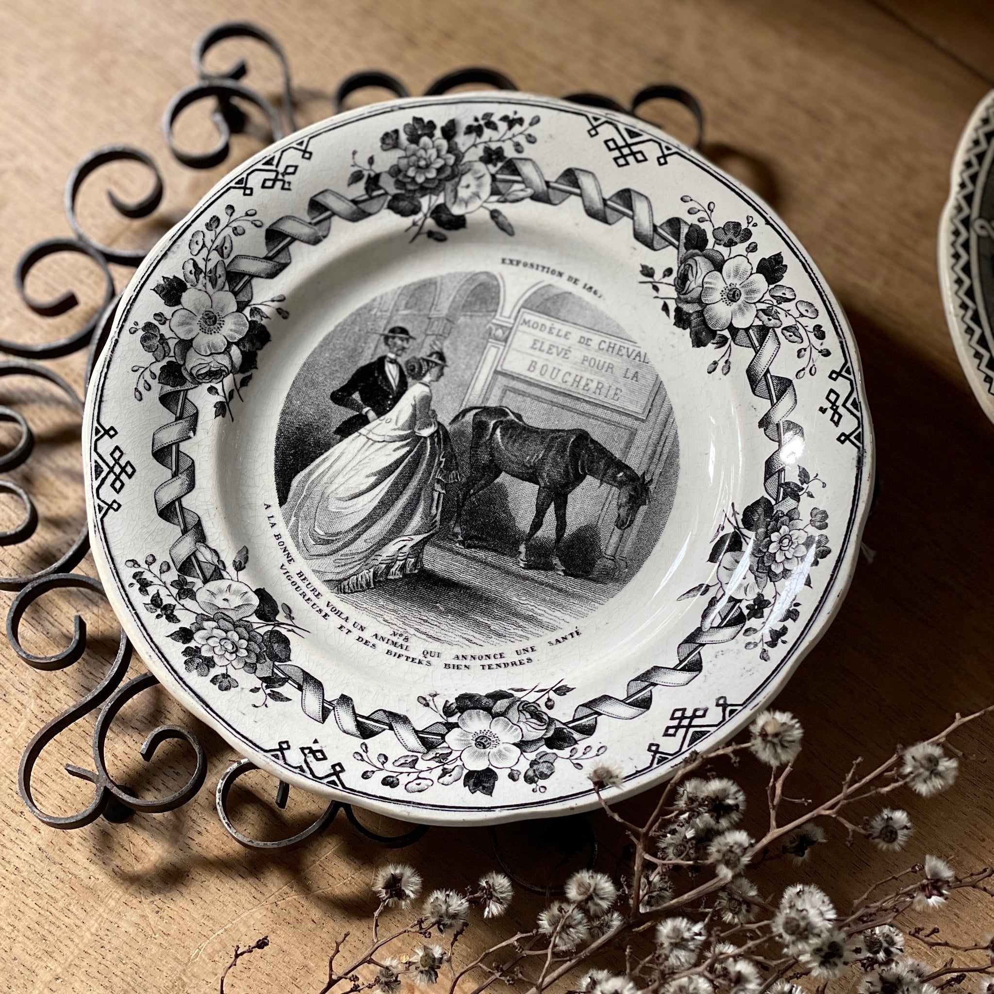 Creil et Montereau クレイユモントロー / “LINOTTE” blue 深皿