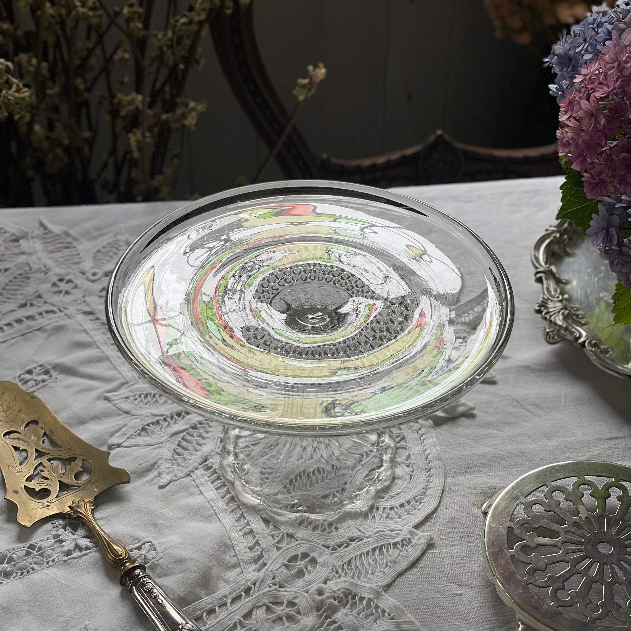 イギリスアンティーク ノースウッド オパールセントガラス大型